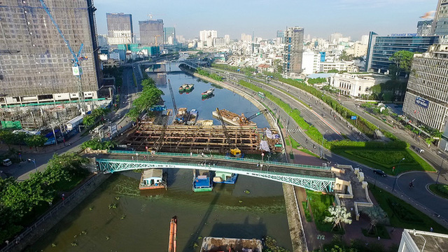 Nhìn từ trên cao công trình chống ngập 10.000 tỷ đang dần thành hình ở Sài Gòn